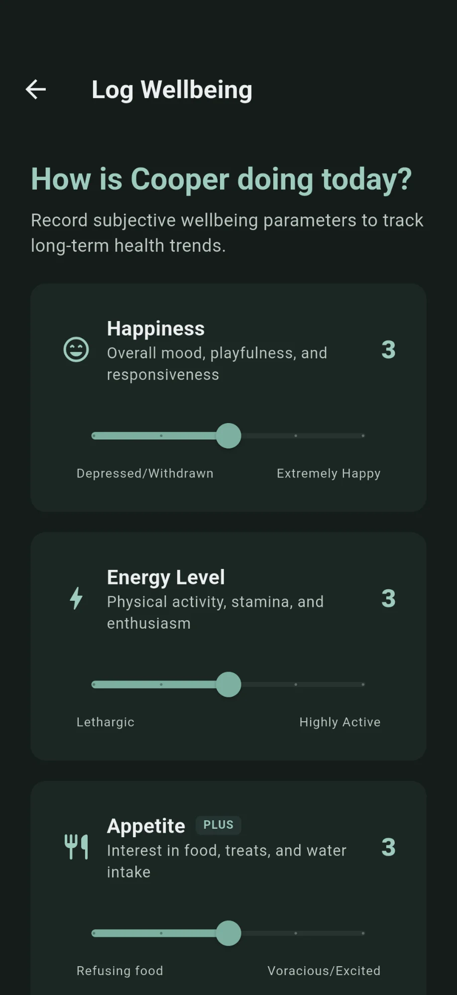 Proactive Quality of Life Logs (Dark Mode)